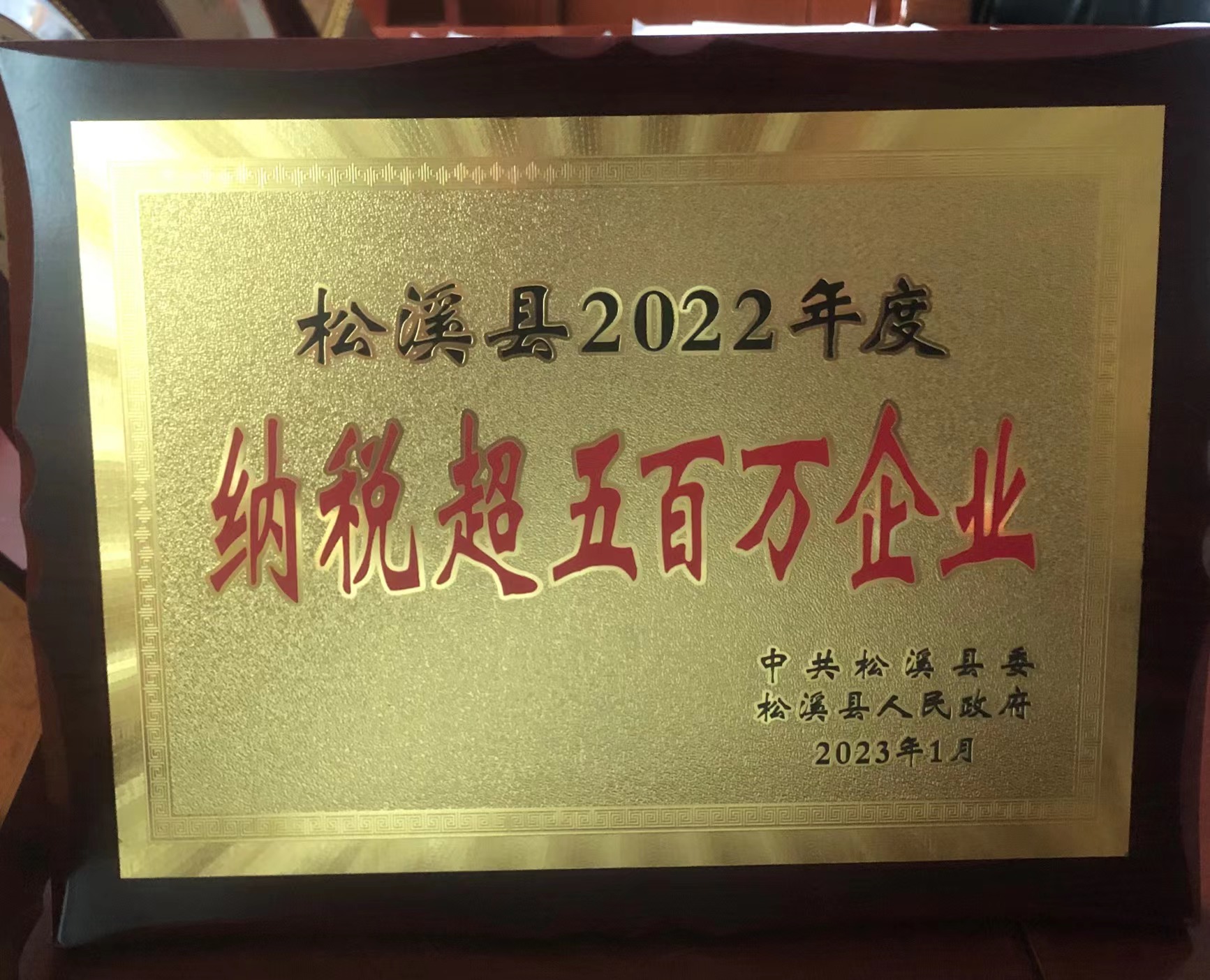 喜報！易順建工集團喜獲“松溪縣2022年度納稅超五百萬企業(yè)”榮譽